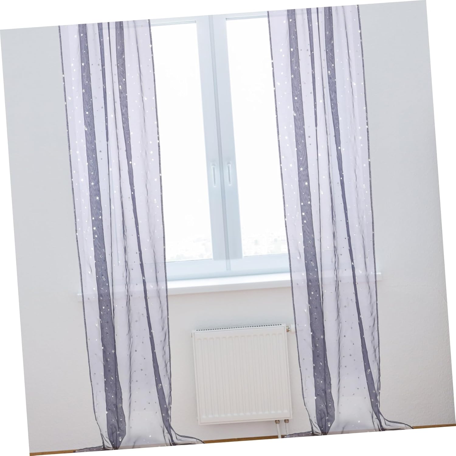 Sheer Star Foil Curtains with Grommets for Bedroom and Living Room