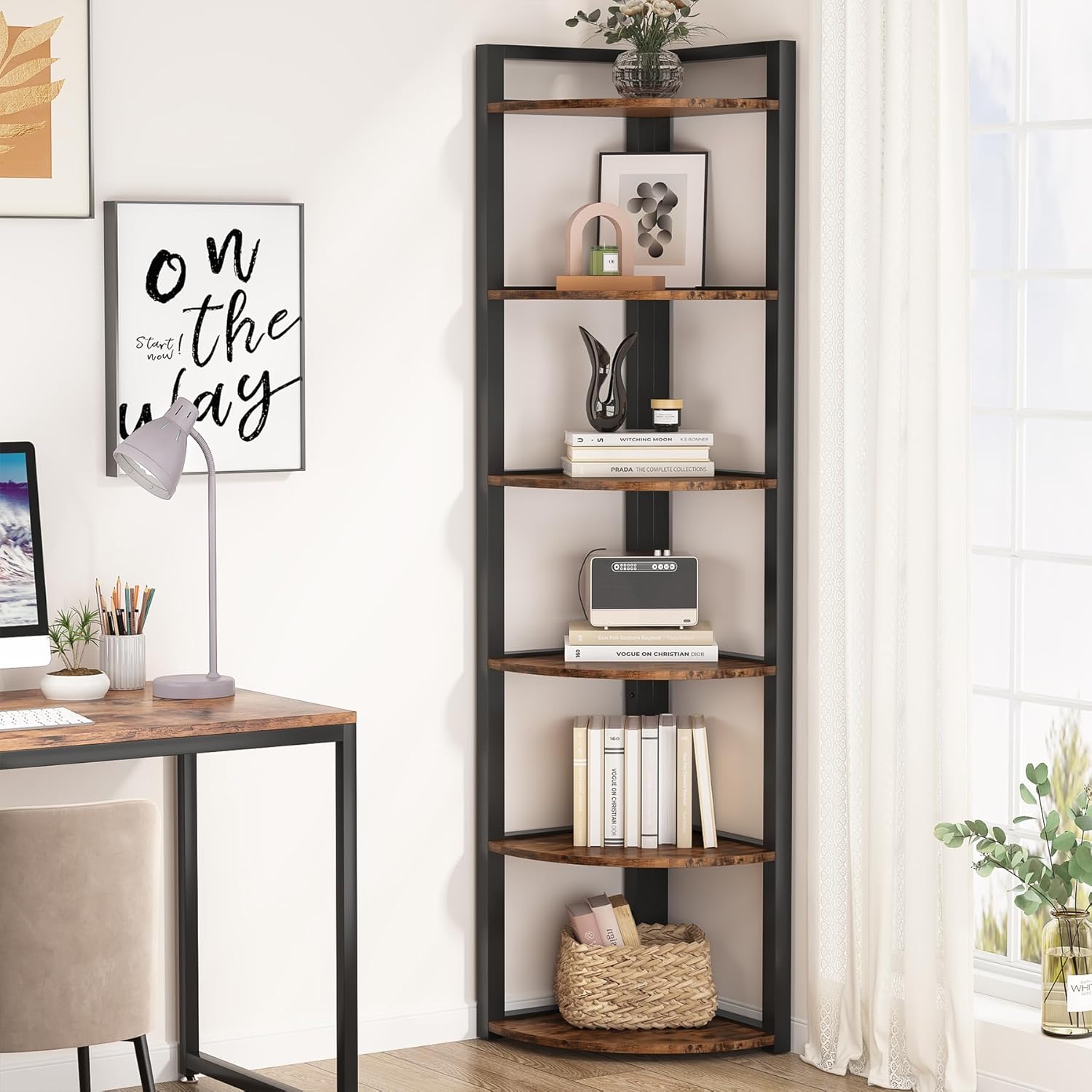 Tribesigns 6 Tier Corner Shelf Bookcase Storage Unit