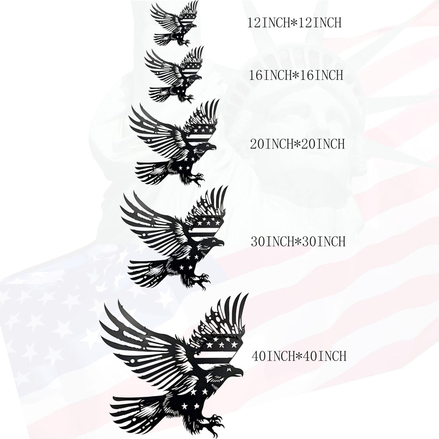 Patriotic Bald Eagle American Flag Metal Wall Art 20 Inches