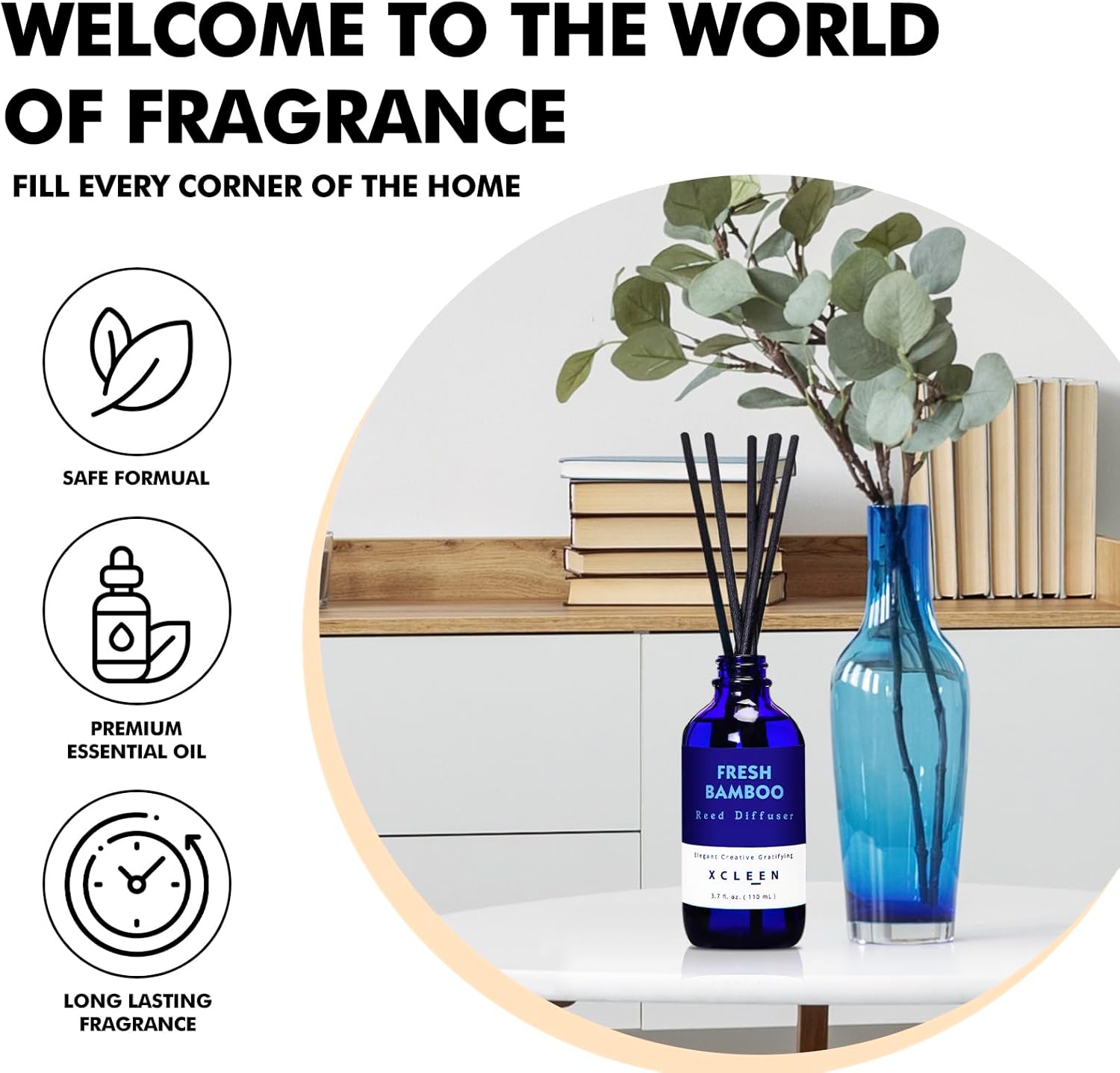 Xcleen Reed Diffuser Set Fresh Bamboo 37 Oz