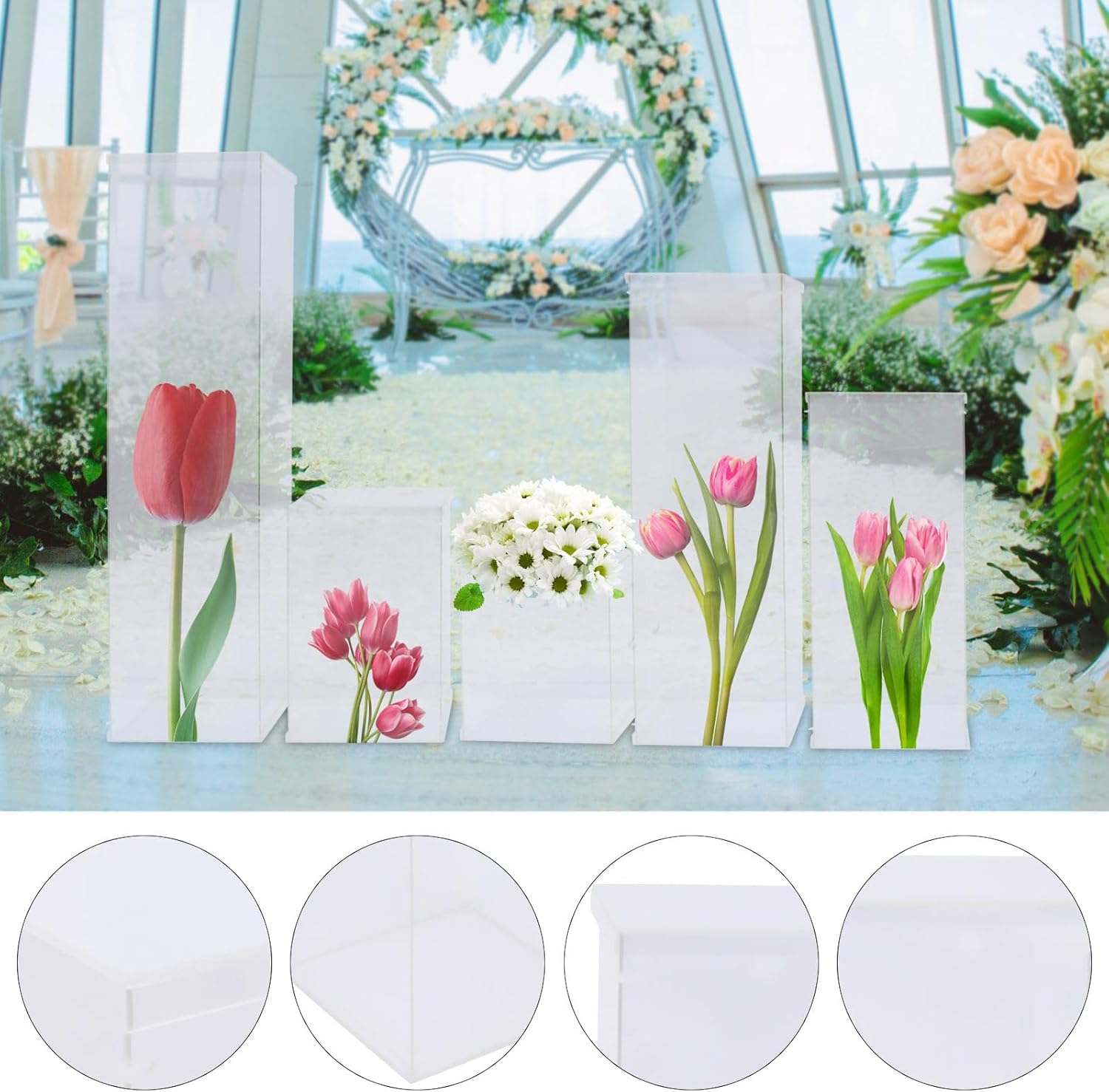 5 Pcs Acrylic Display Cube Pedestal with Removable Top