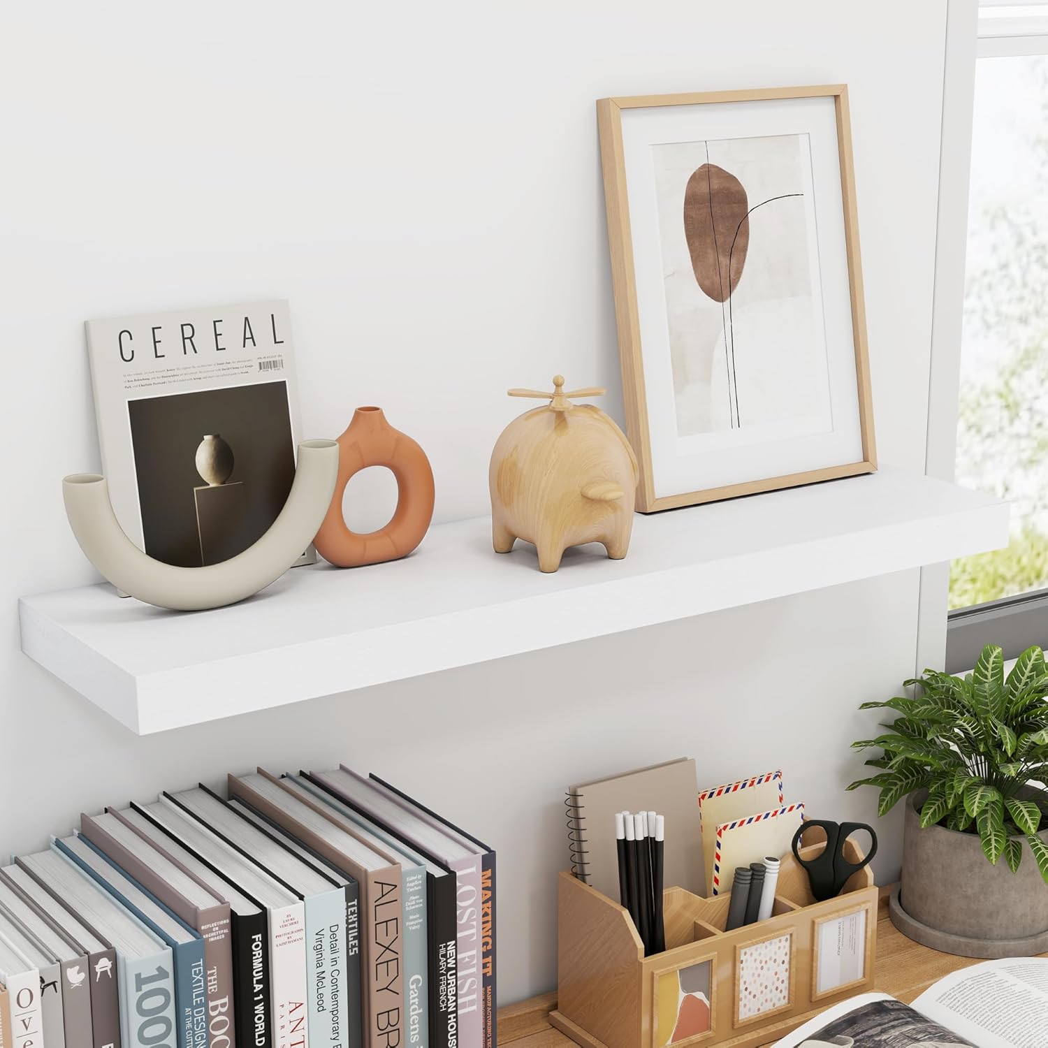 Fuqing 30 Inch White Floating Shelves Set of 2
