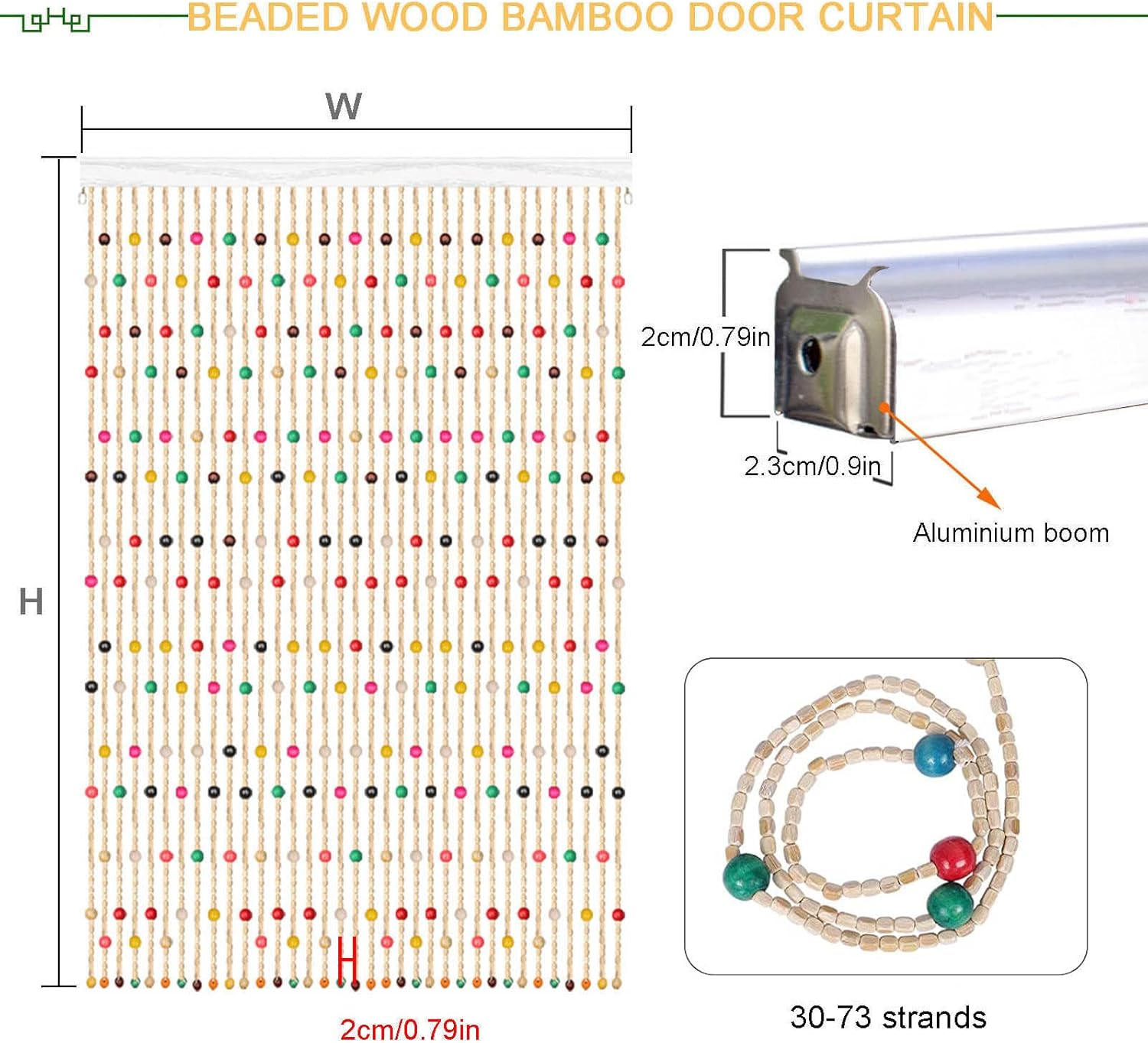 Natural Wood Bamboo Beaded Curtain for Doorway Entrance