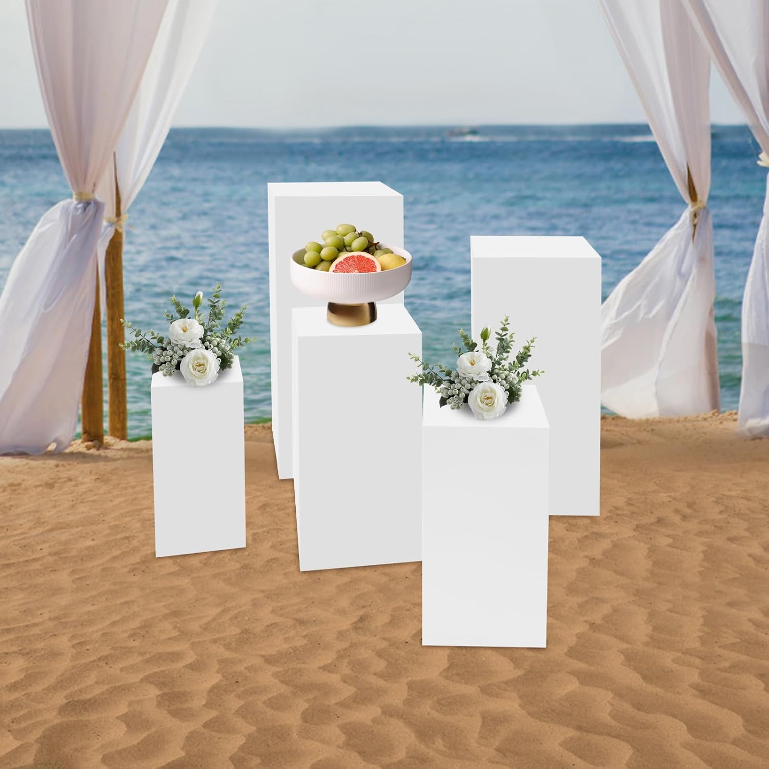 5 Piece Square Pedestal Stand Set for Wedding Displays