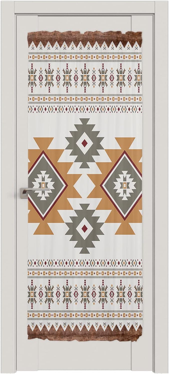 Southwest Geometric Door Curtains with Double Rod Pocket