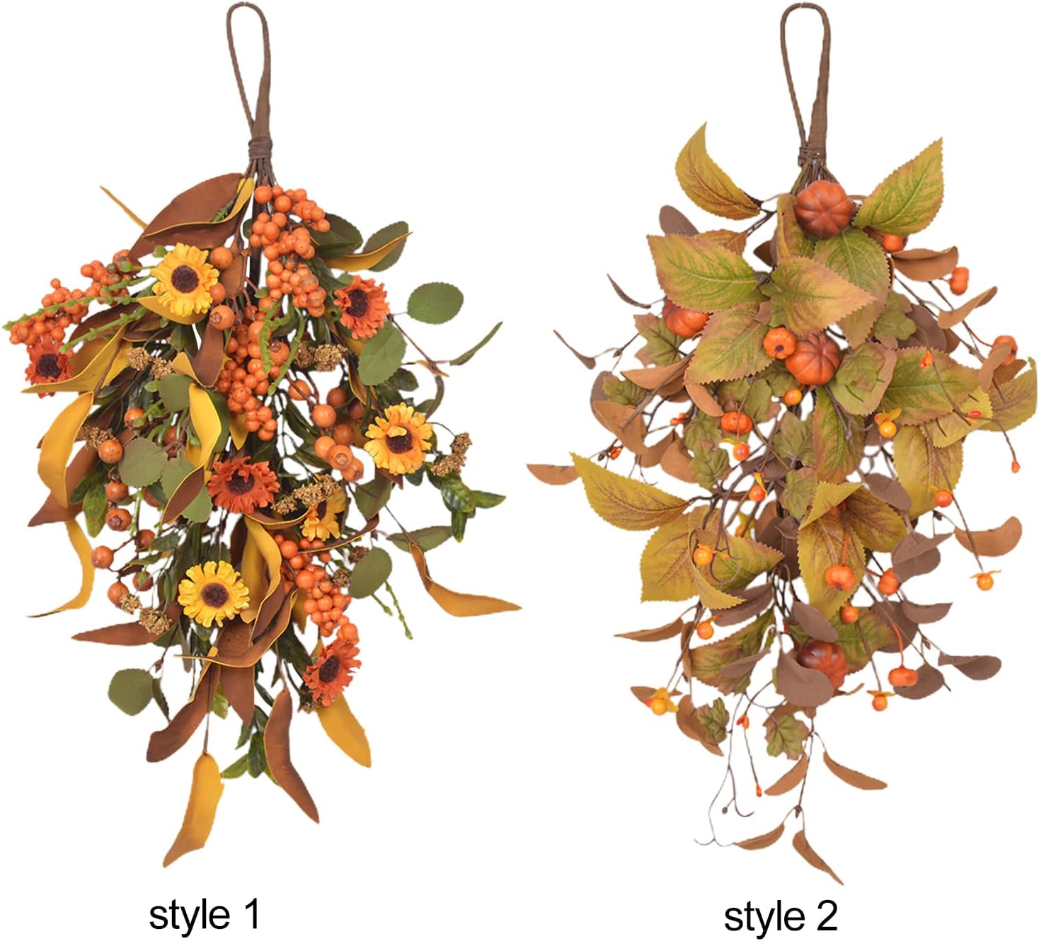 20 Inch Artificial Fall Teardrop Wreath Door Decor