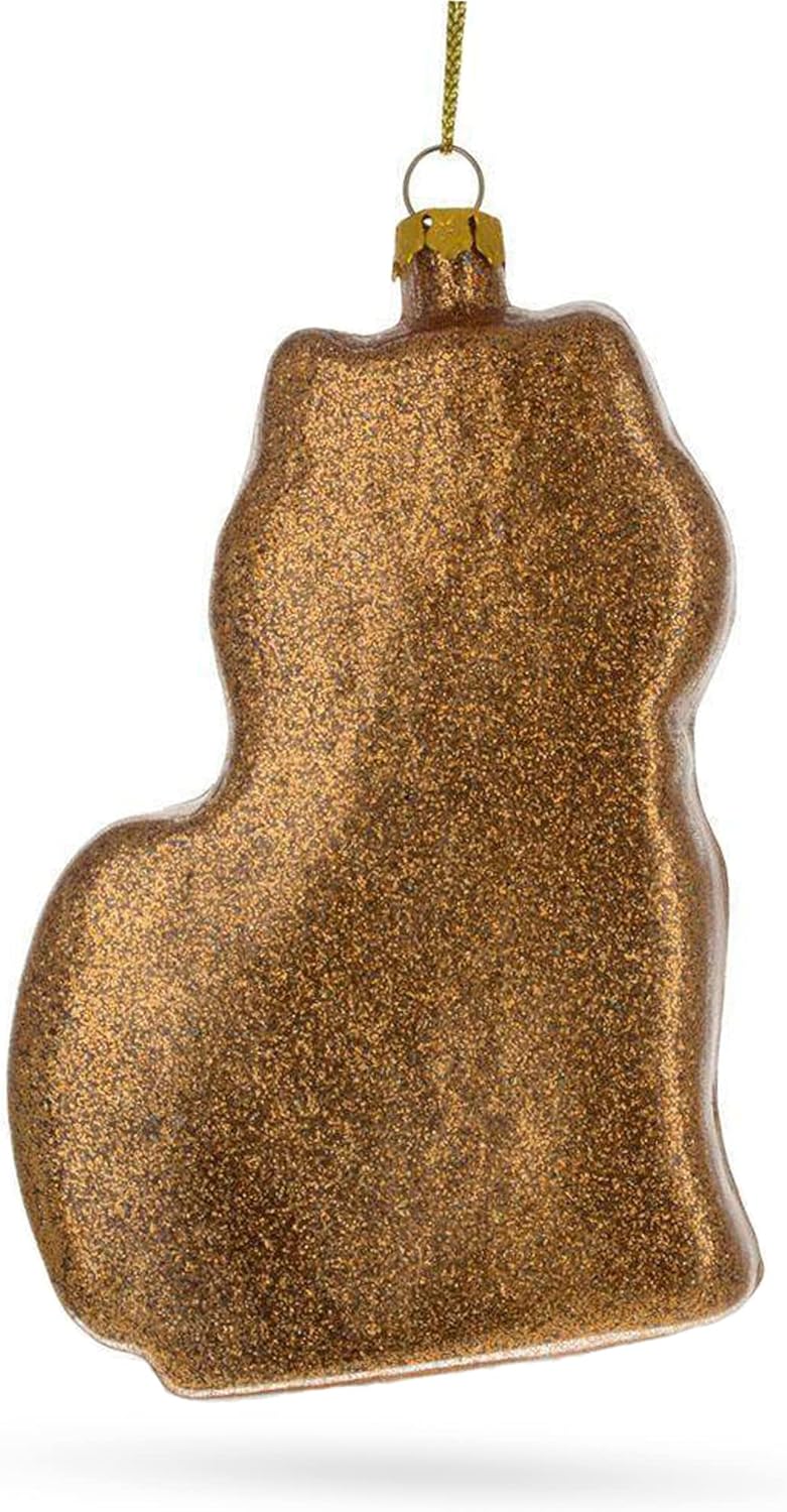 Sparkling Glittered Gingerbread Cat Fish Ornament