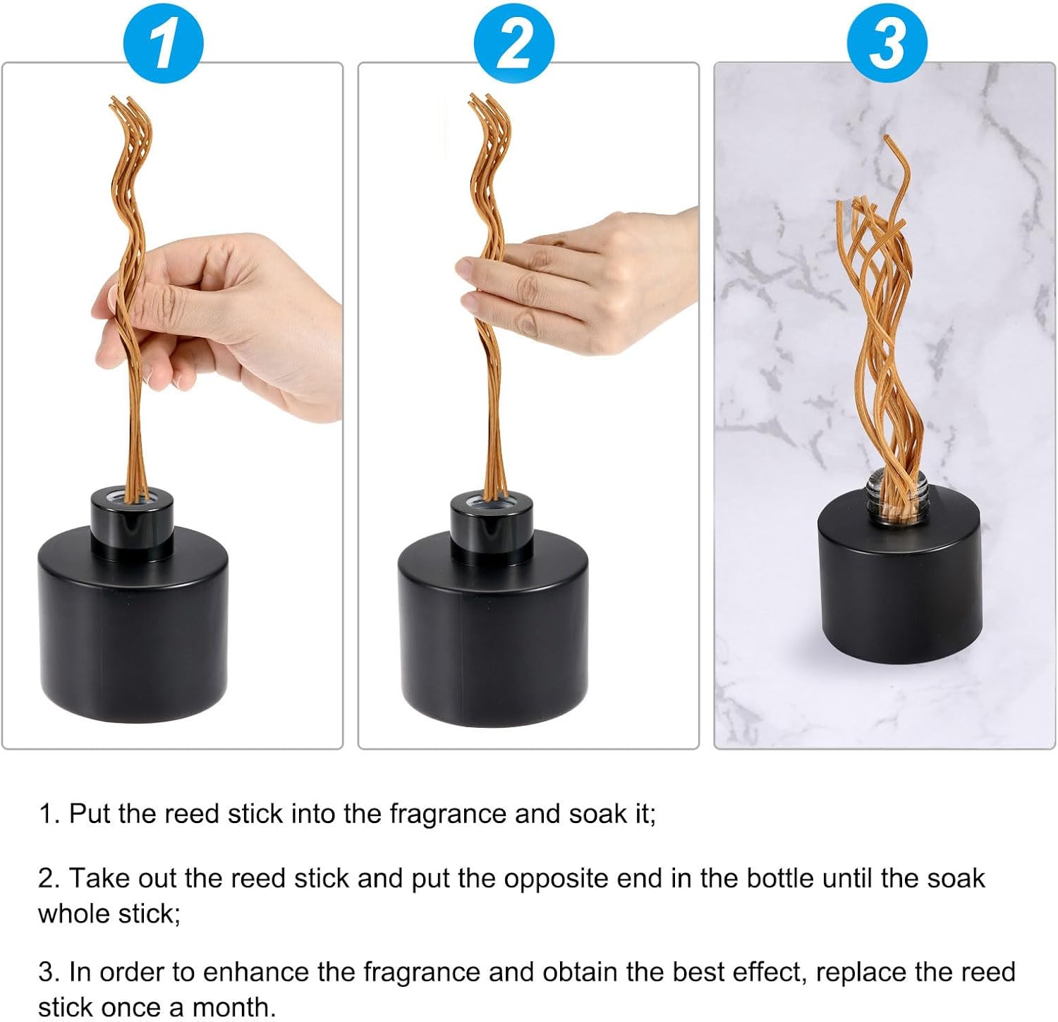 PATIKIL 28CM Rattan Diffuser Sticks 50 Pcs Black