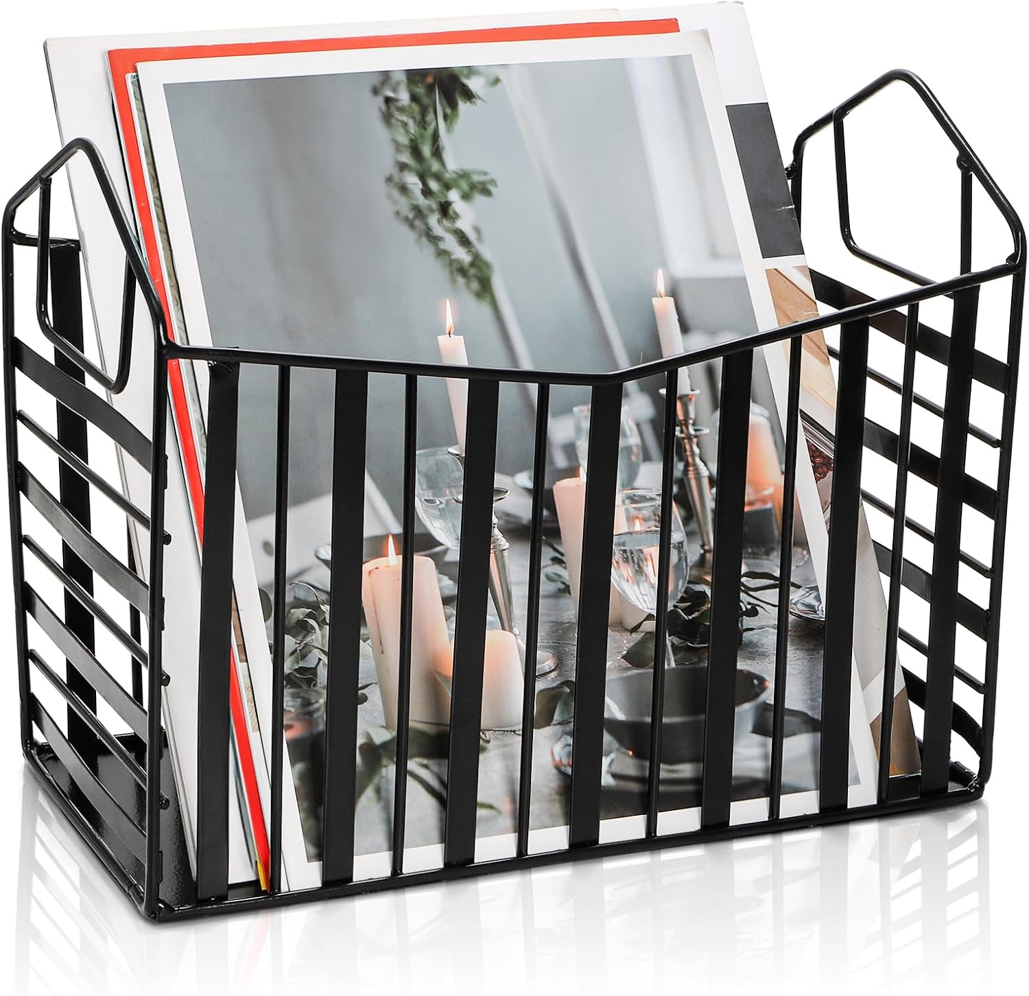 Noamus Metal Magazine Holder with Handles Black