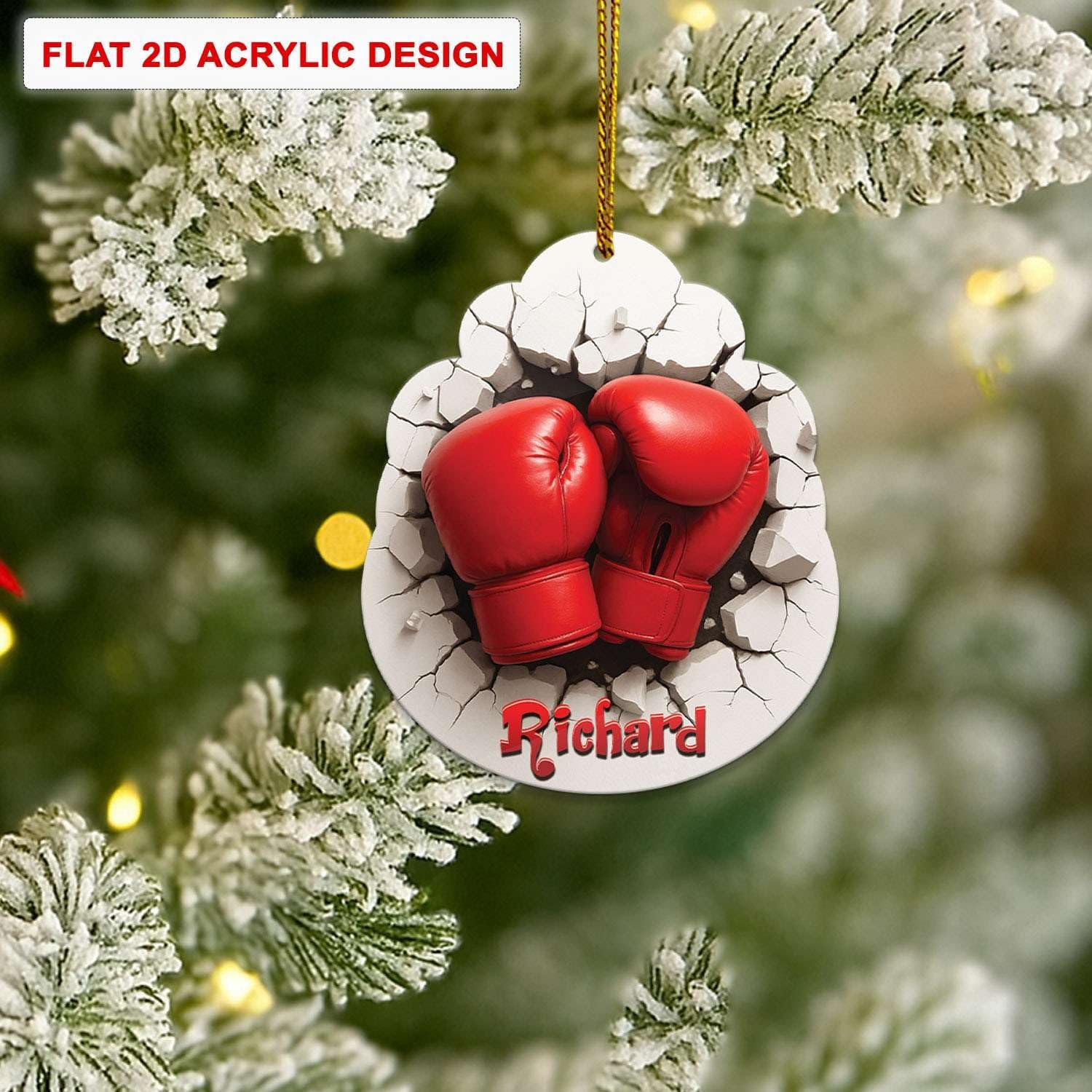 2D Boxing Breakthrough Wall Ornament Personalized Name Christmas Hanging Decor