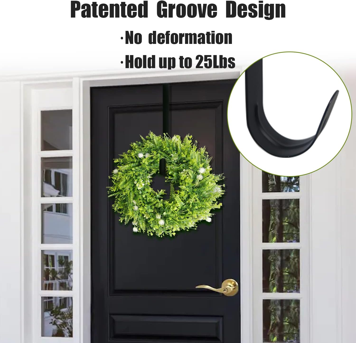 GameXcel 15 Inch Black Wreath Hanger for Front Door
