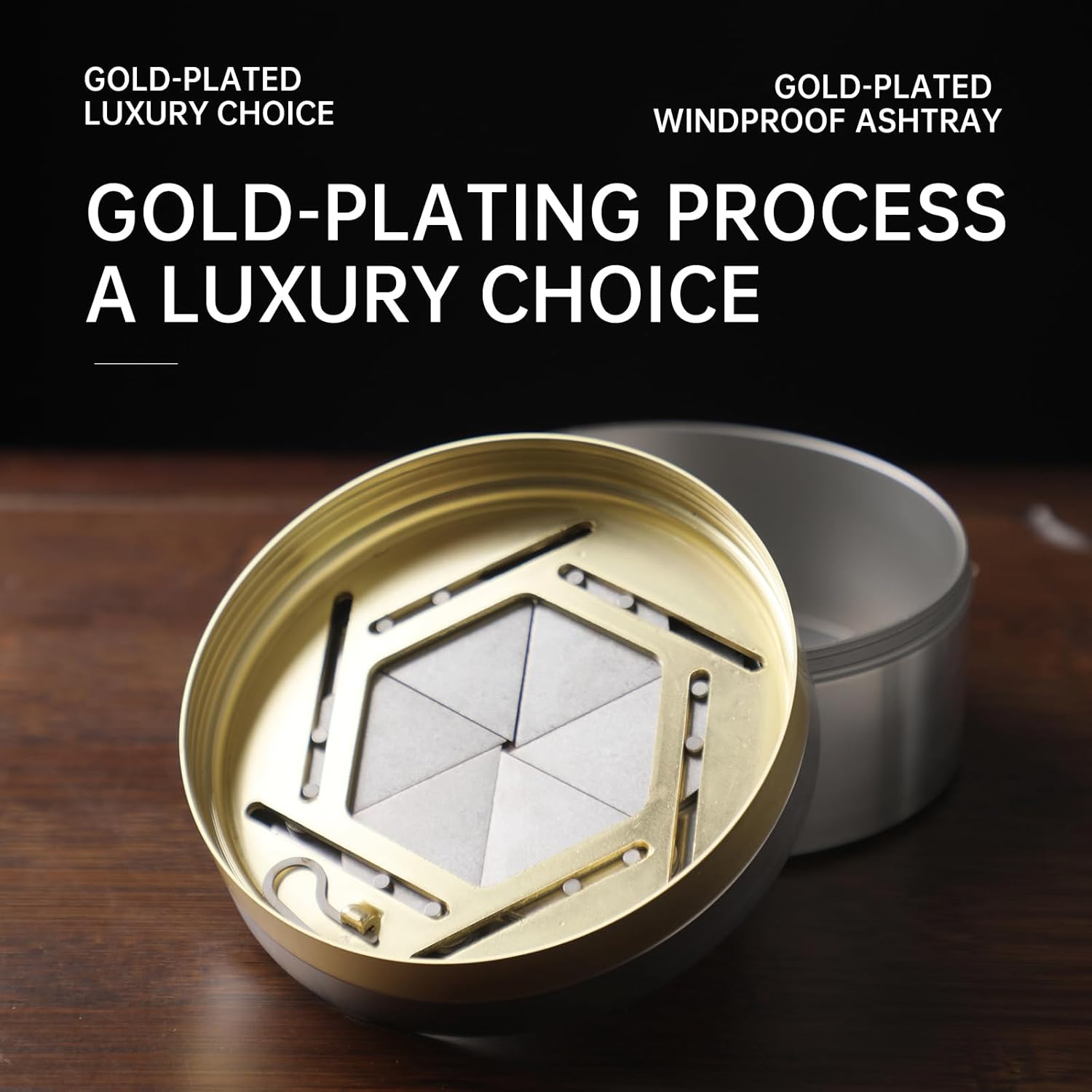 Premium Gold Plated Windproof Cigar Ashtray