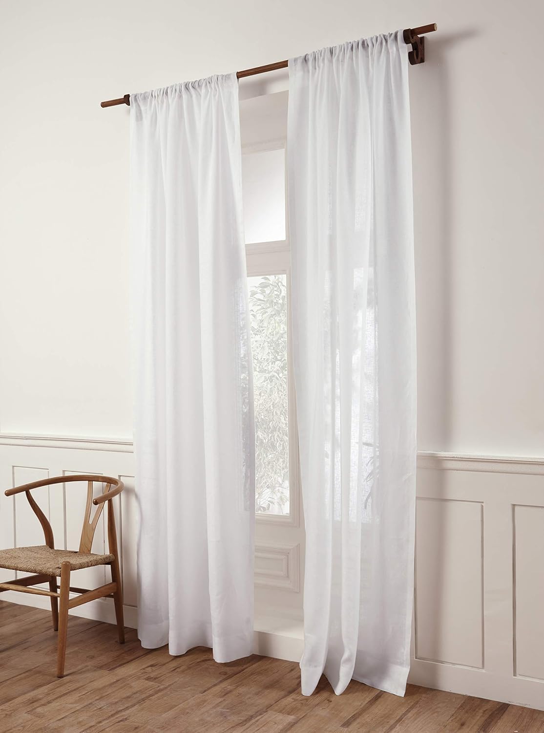 Solino Home Flax Linen Sheer Curtain 45 Inch Panel