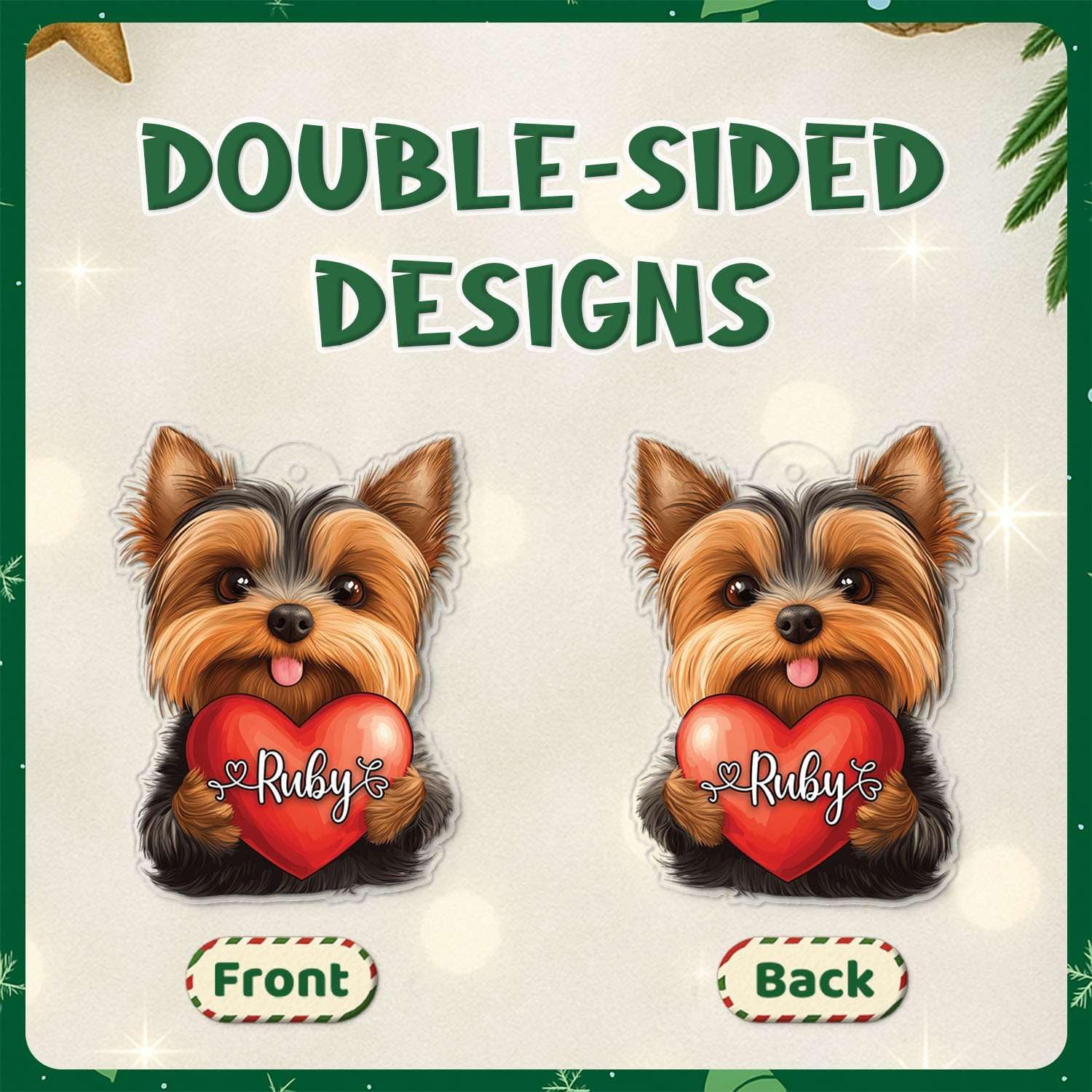 Custom Name Yorkshire Terrier Christmas Ornament