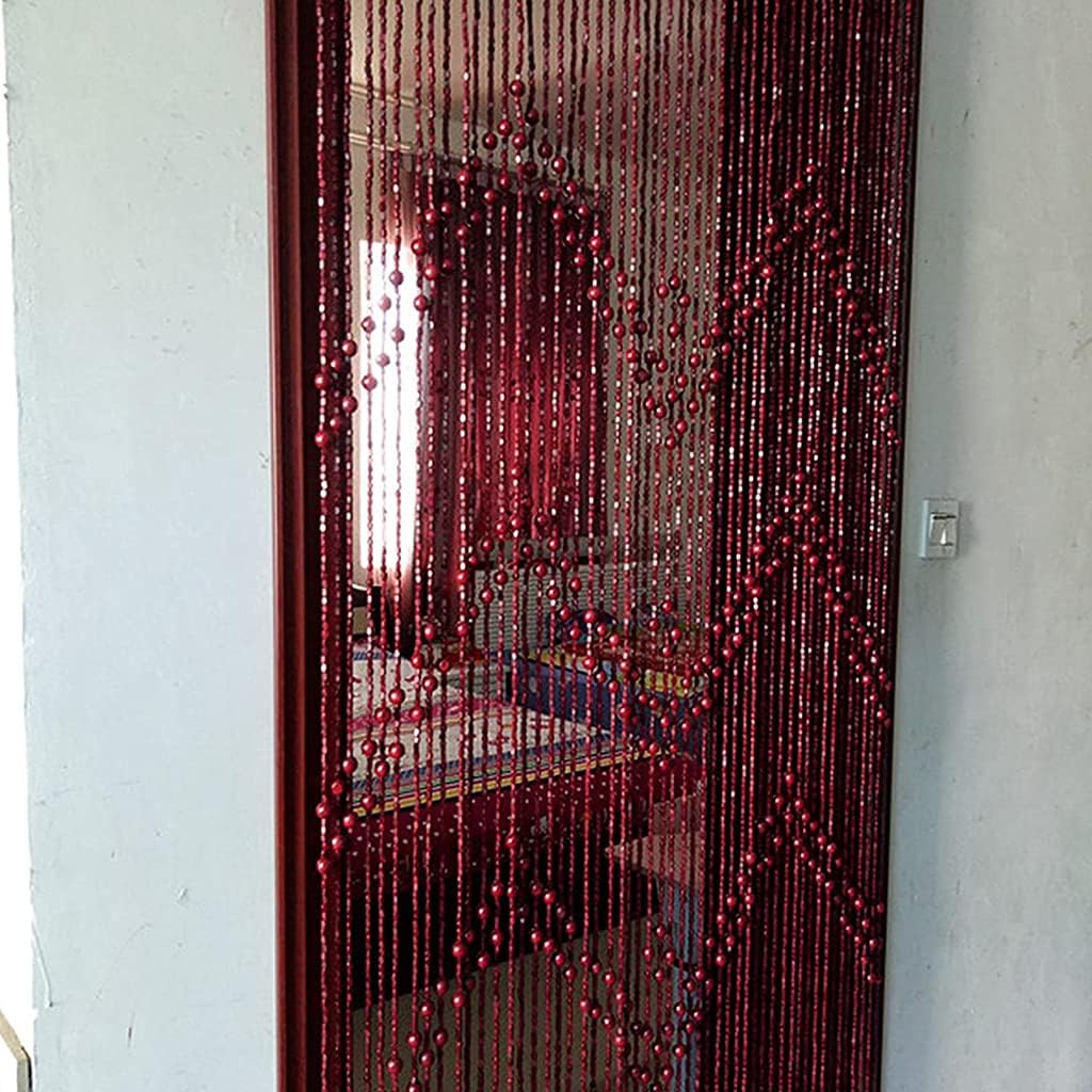 52 String Natural Wood and Bamboo Beaded Curtain Door Divider