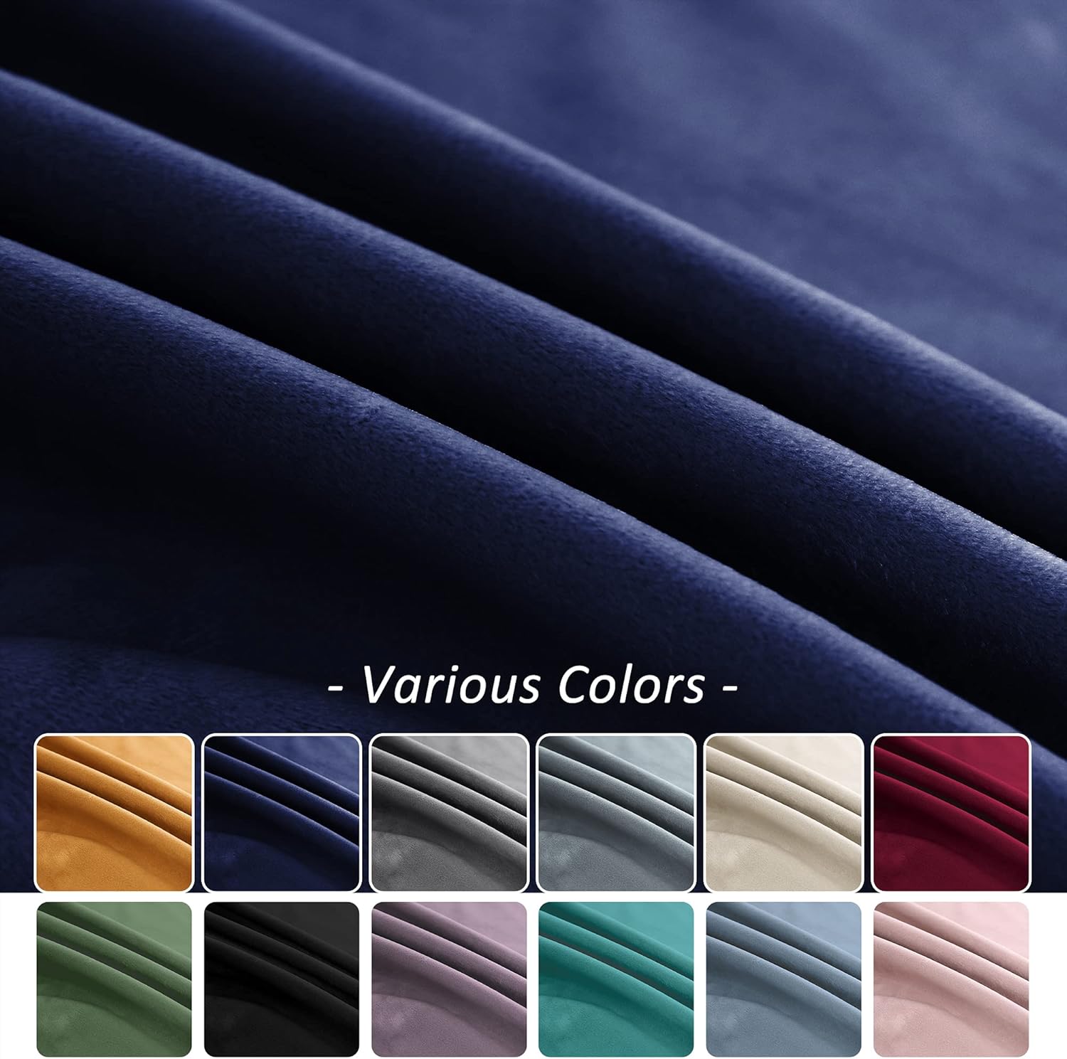 Super Soft Luxury Velvet Curtains 2 Panels Navy