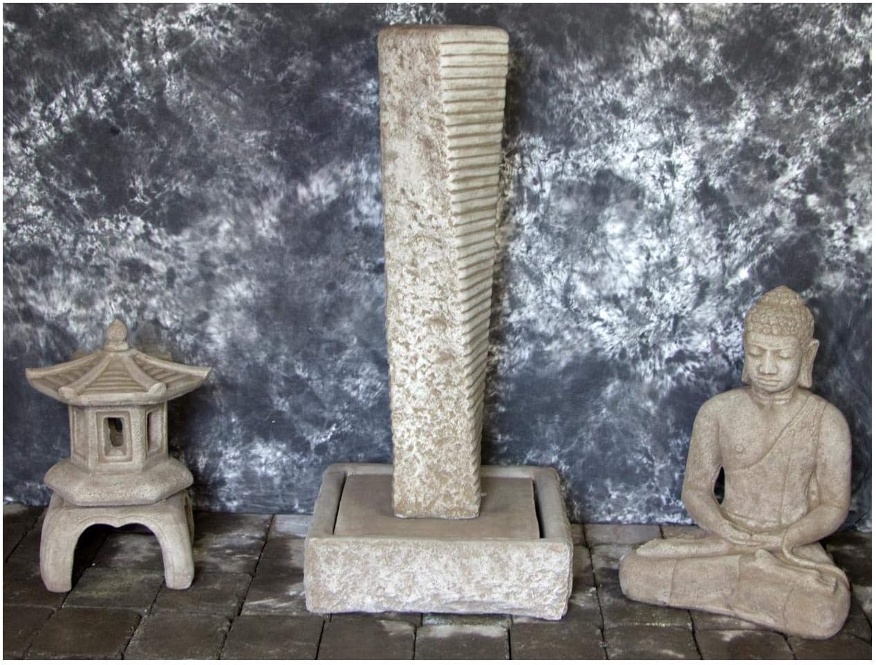 Rustic Twist Fountain with Oriental Pagoda Meditating Buddha