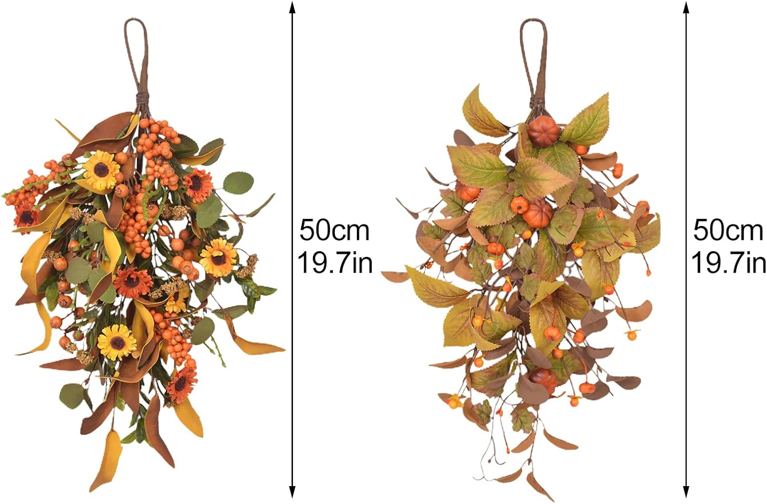 20 Inch Artificial Fall Teardrop Wreath Door Decor