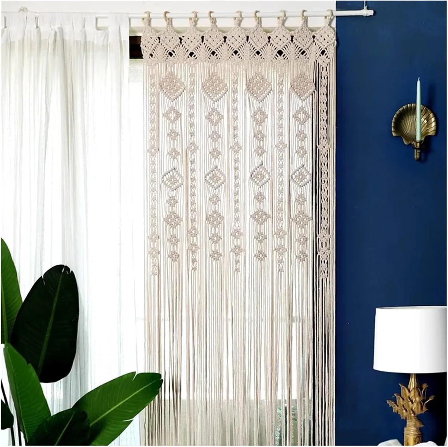 Elegant Cotton Rope Tassel Woven Door Curtain
