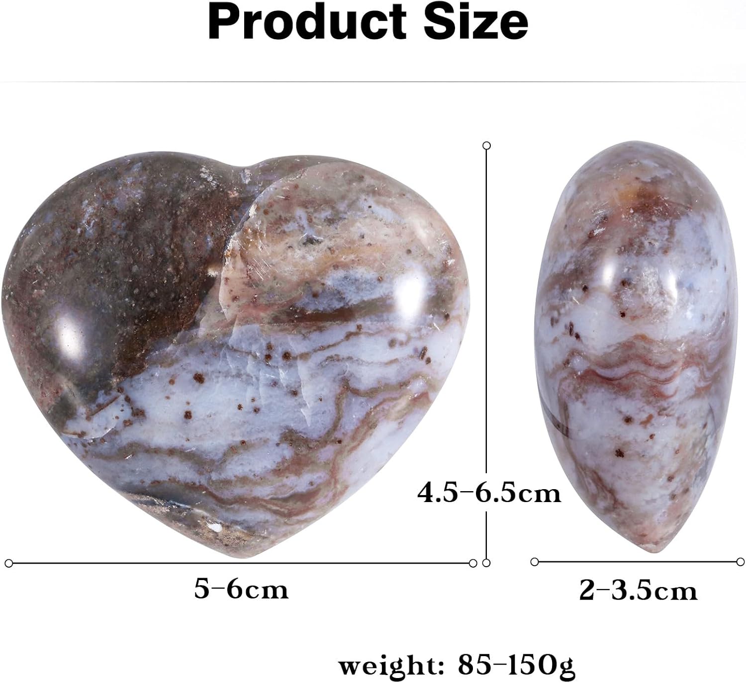 SUNYIK Ocean Jasper Heart Worry Stone 50-60mm