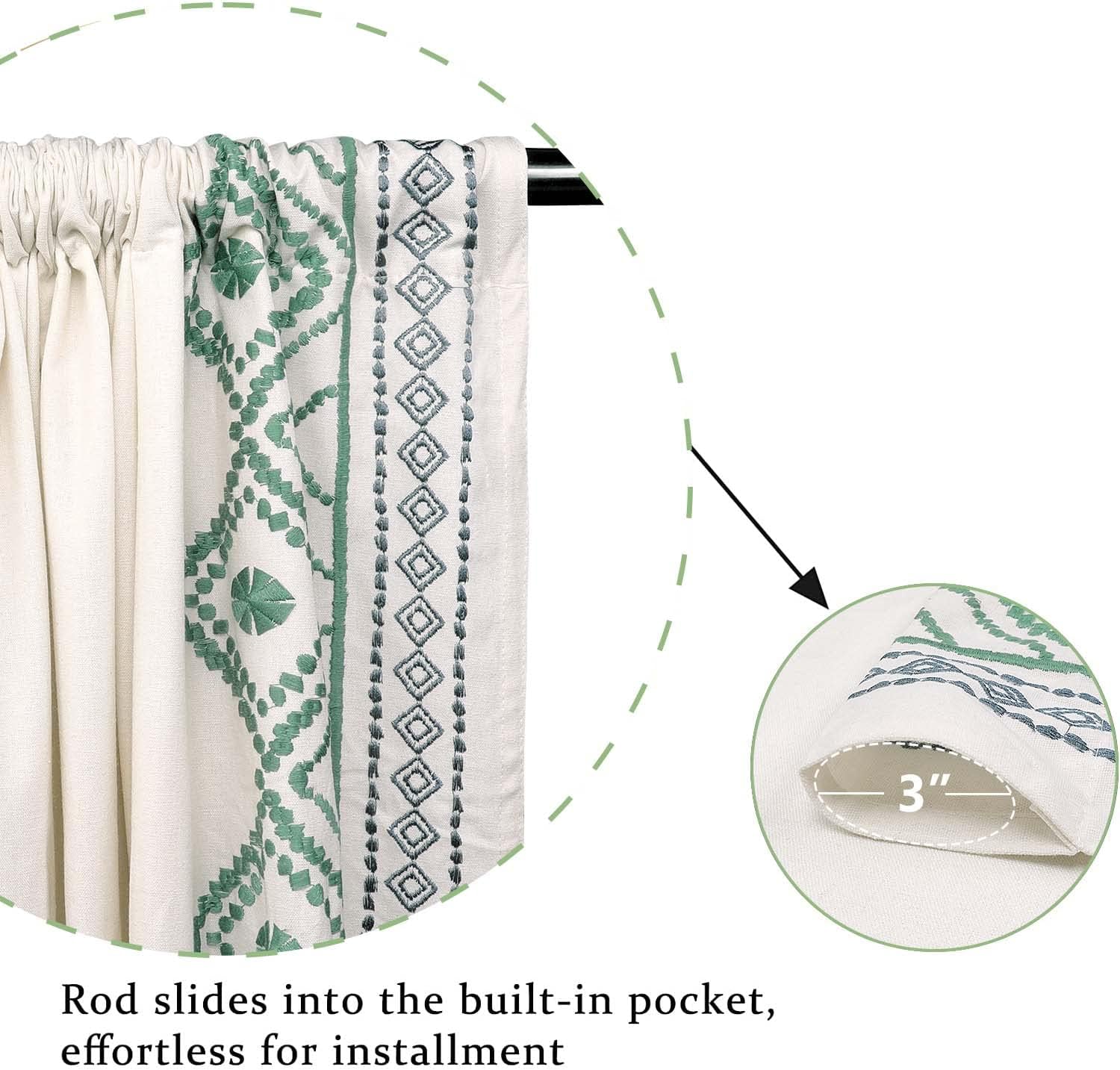 ColorBird Linen Curtain Set 2 Panels Sage Green