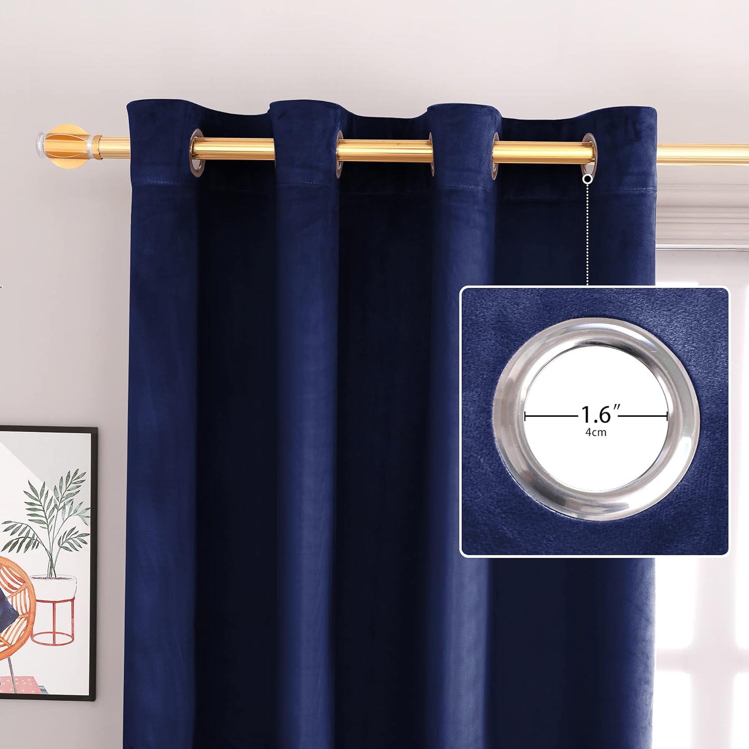 Super Soft Luxury Velvet Curtains 2 Panels Navy