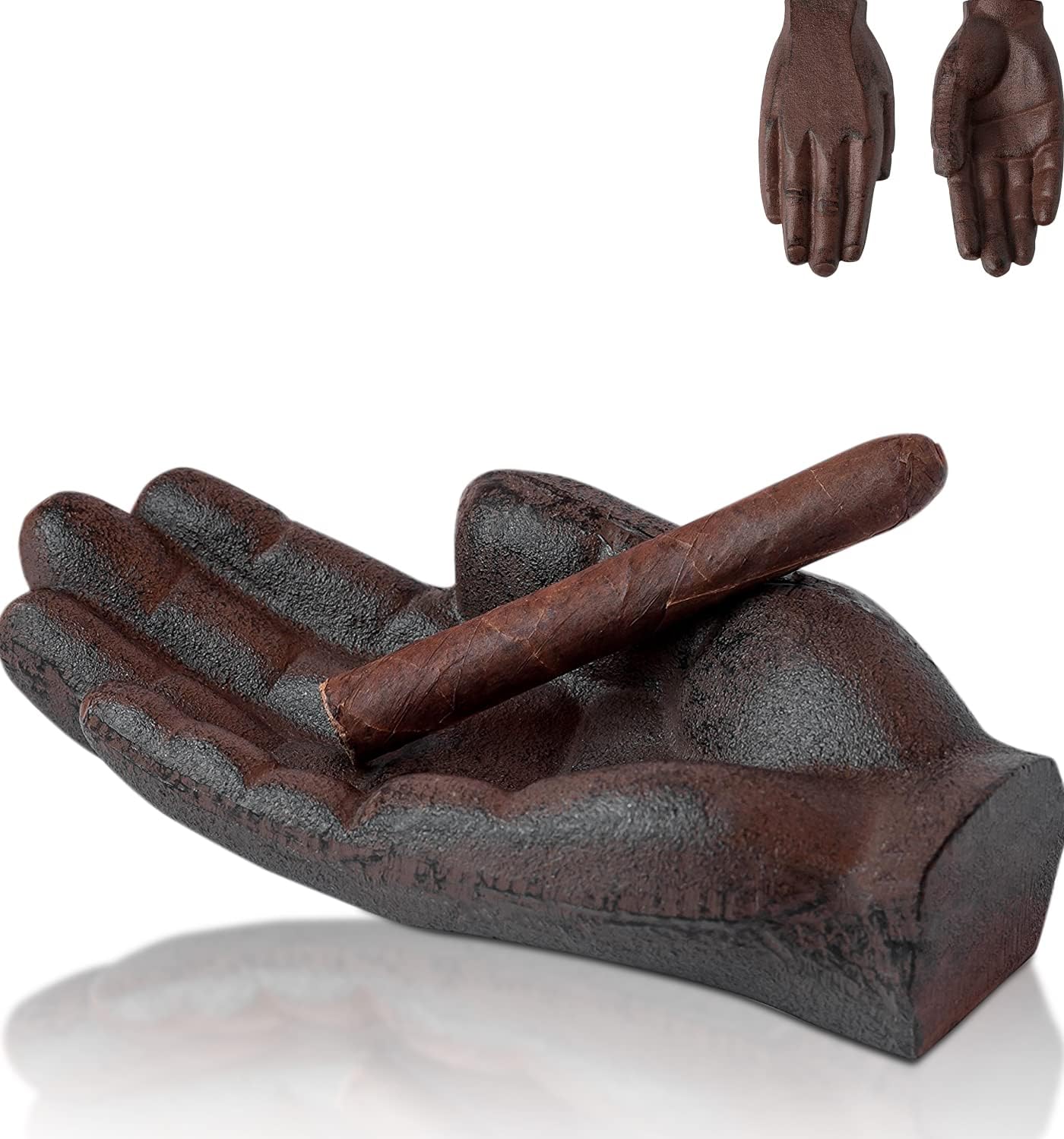 Cast Iron Cigar Ashtray Hand-Shaped - Rustic Decor