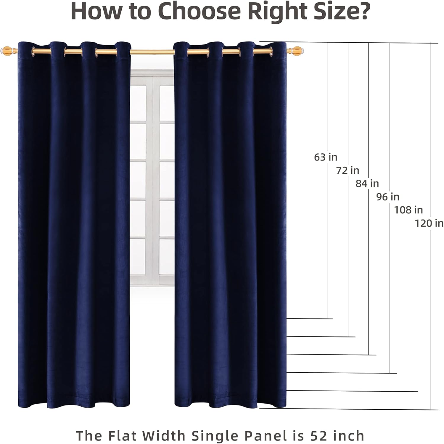 Super Soft Luxury Velvet Curtains 2 Panels Navy