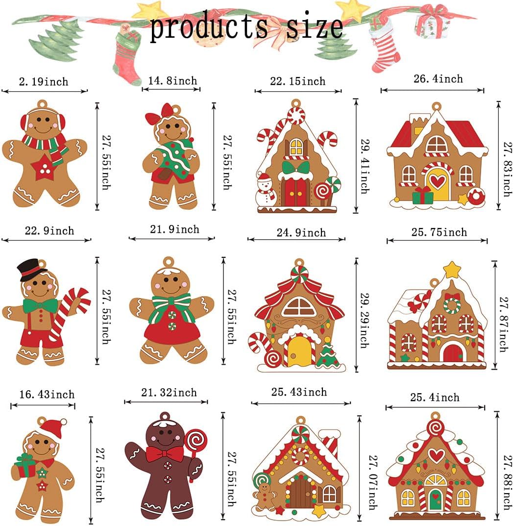 12pcs Gingerbread Man Christmas Ornaments