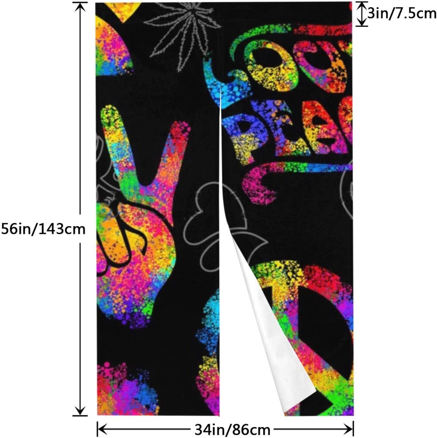 Jumusi Entrance Door Curtain 34x56 Rainbow Peace Love Sign
