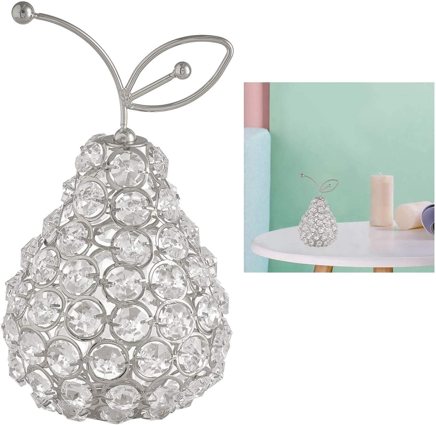 Crystal Rhinestone Pear Ornament Desktop Decor Collectible