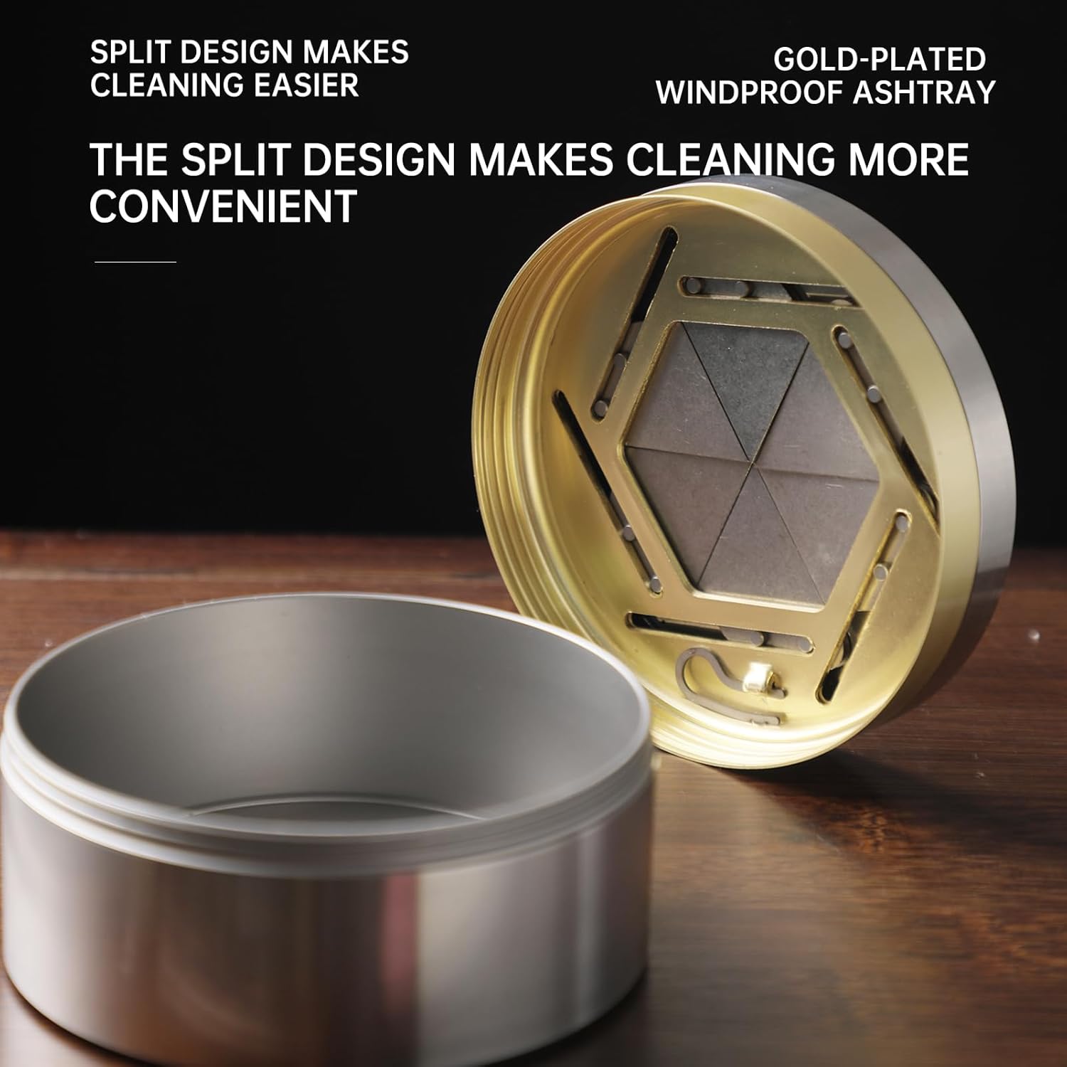Premium Gold Plated Windproof Cigar Ashtray