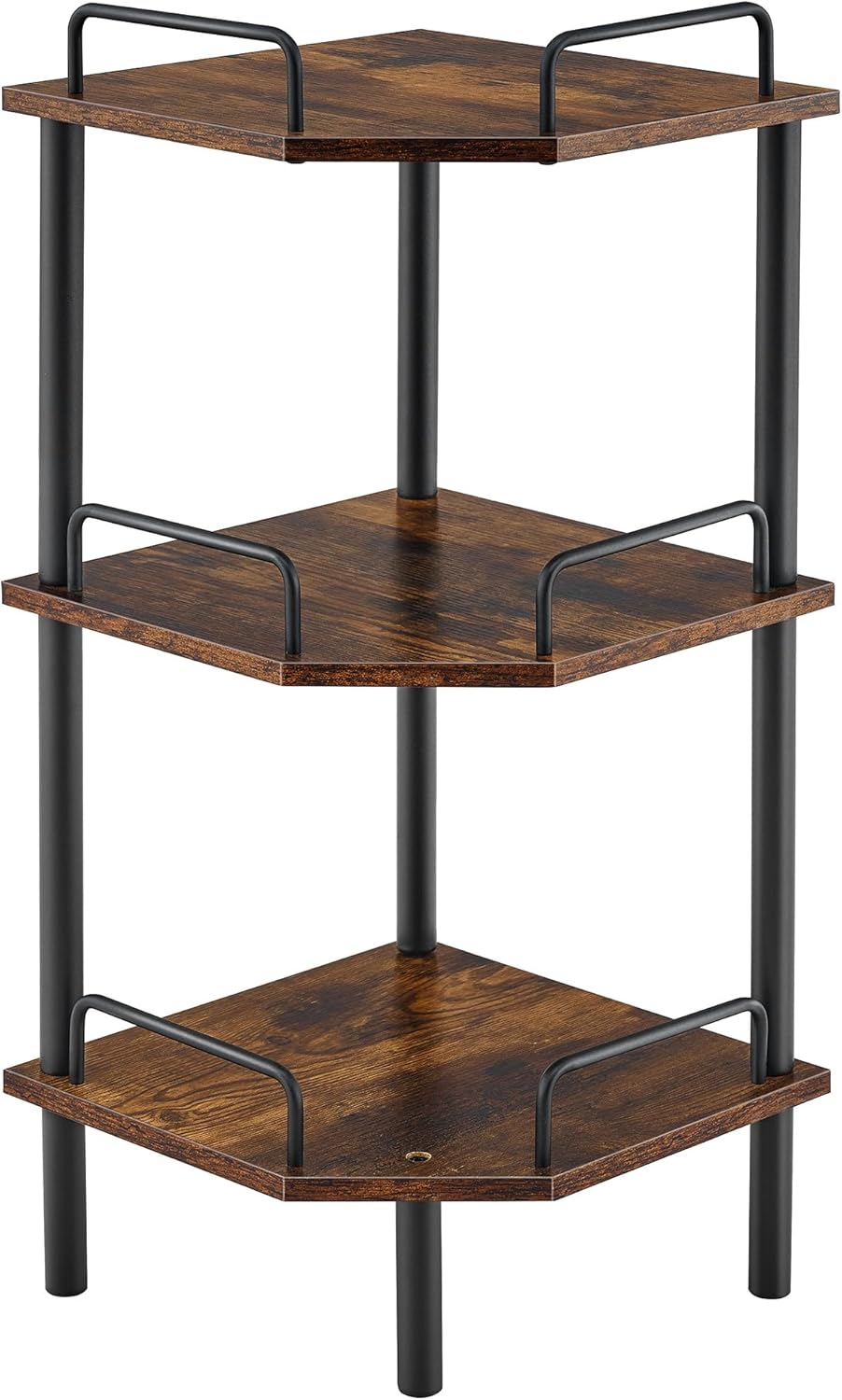 Tajsoon Corner Shelf Stand 3 Tier Rustic Brown