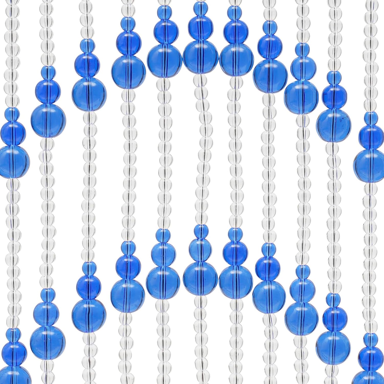 25 Strings Beaded Door Curtain with Hanging Rings and Arched Beads Blue