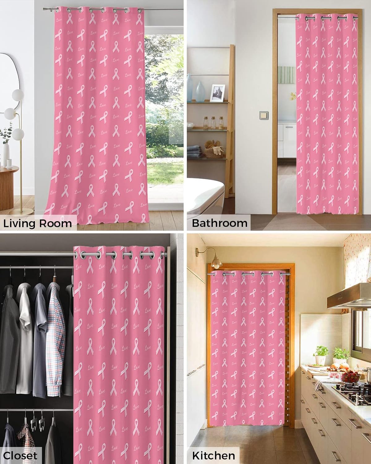 Pink String Door Curtain - Blackout 78 Inches Long