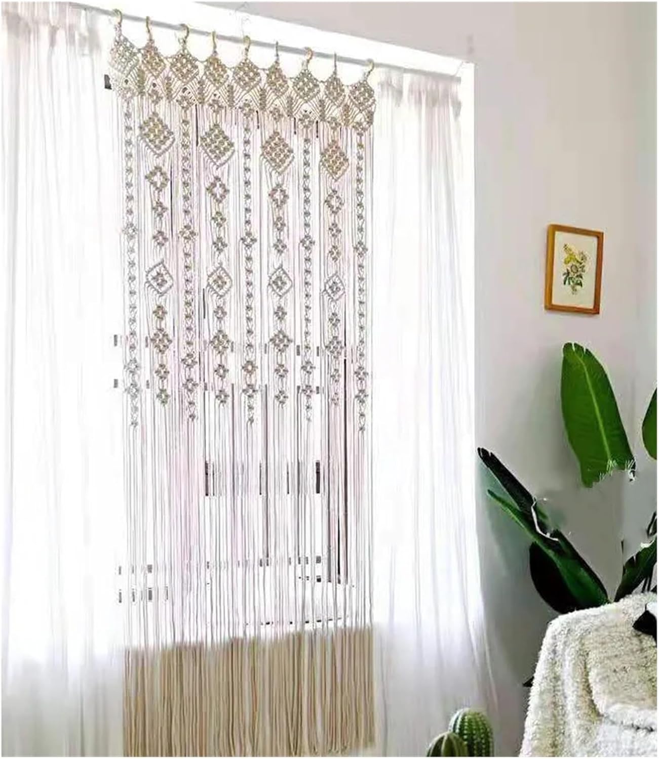 Elegant Cotton Rope Tassel Woven Door Curtain