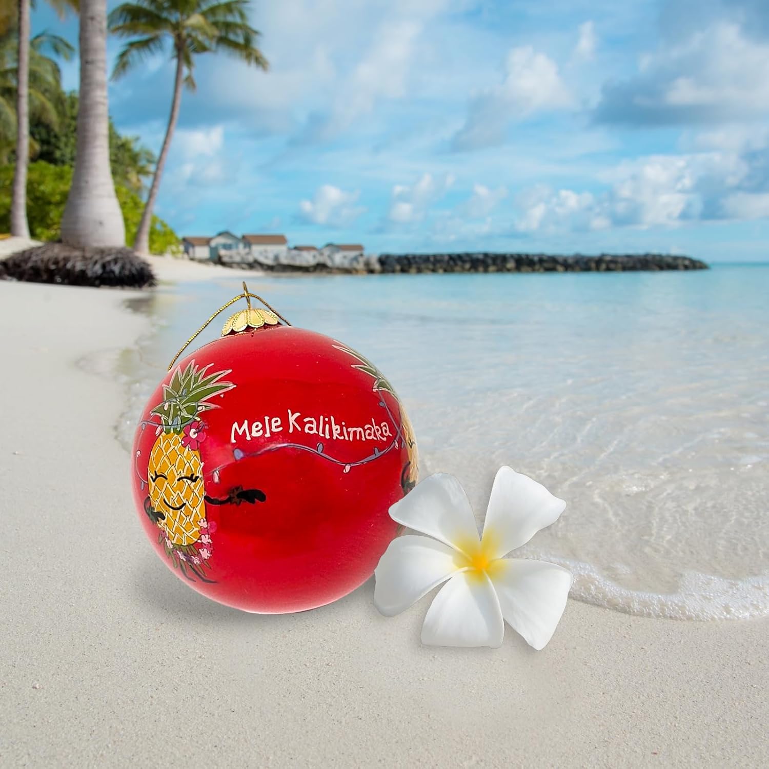 Happy Aloha Pineapple Hula Cheer Christmas Ornament 1