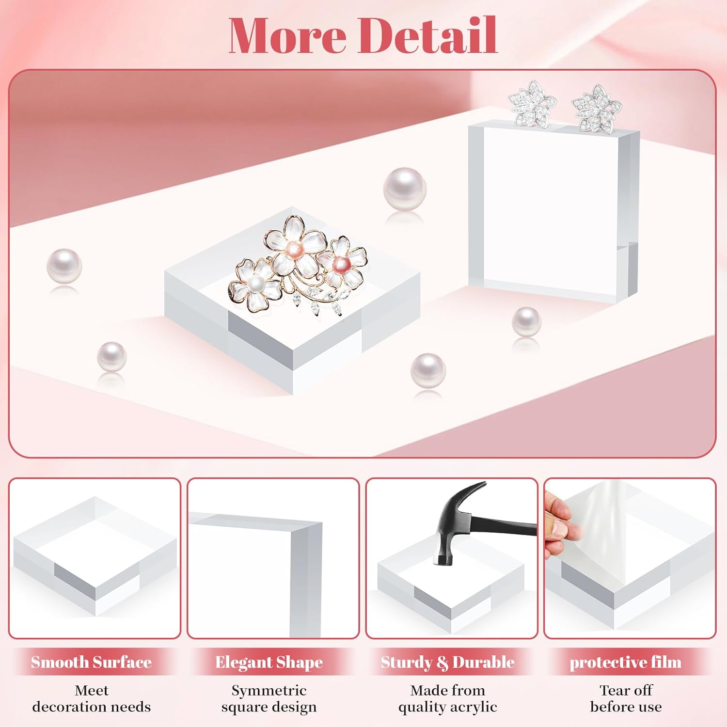 4 Piece Acrylic Display Stand Set for Jewelry and Collectibles