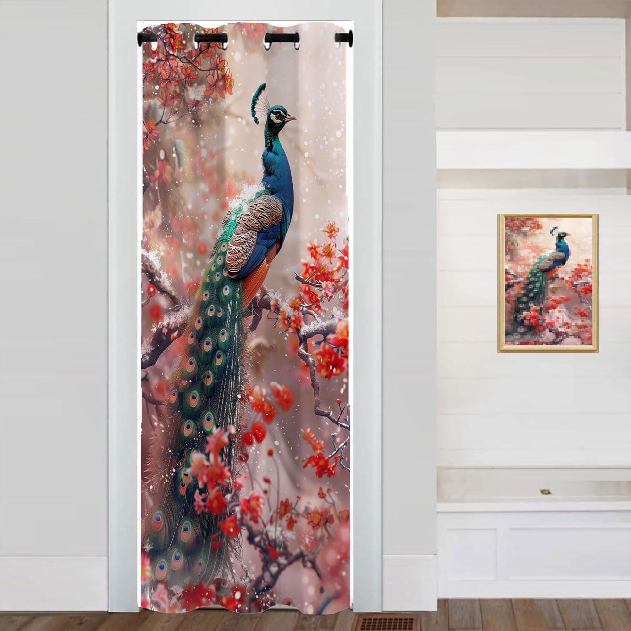 Beautiful Peacock Door Curtain 34x80 Inches 1 Panel