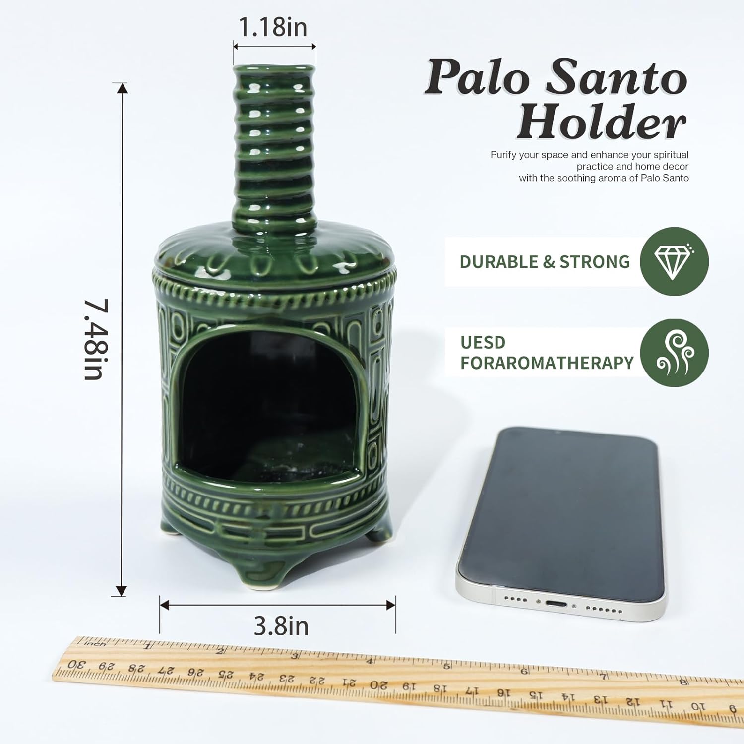 Handmade Ceramic Palo Santo Holder with Mini Chiminea