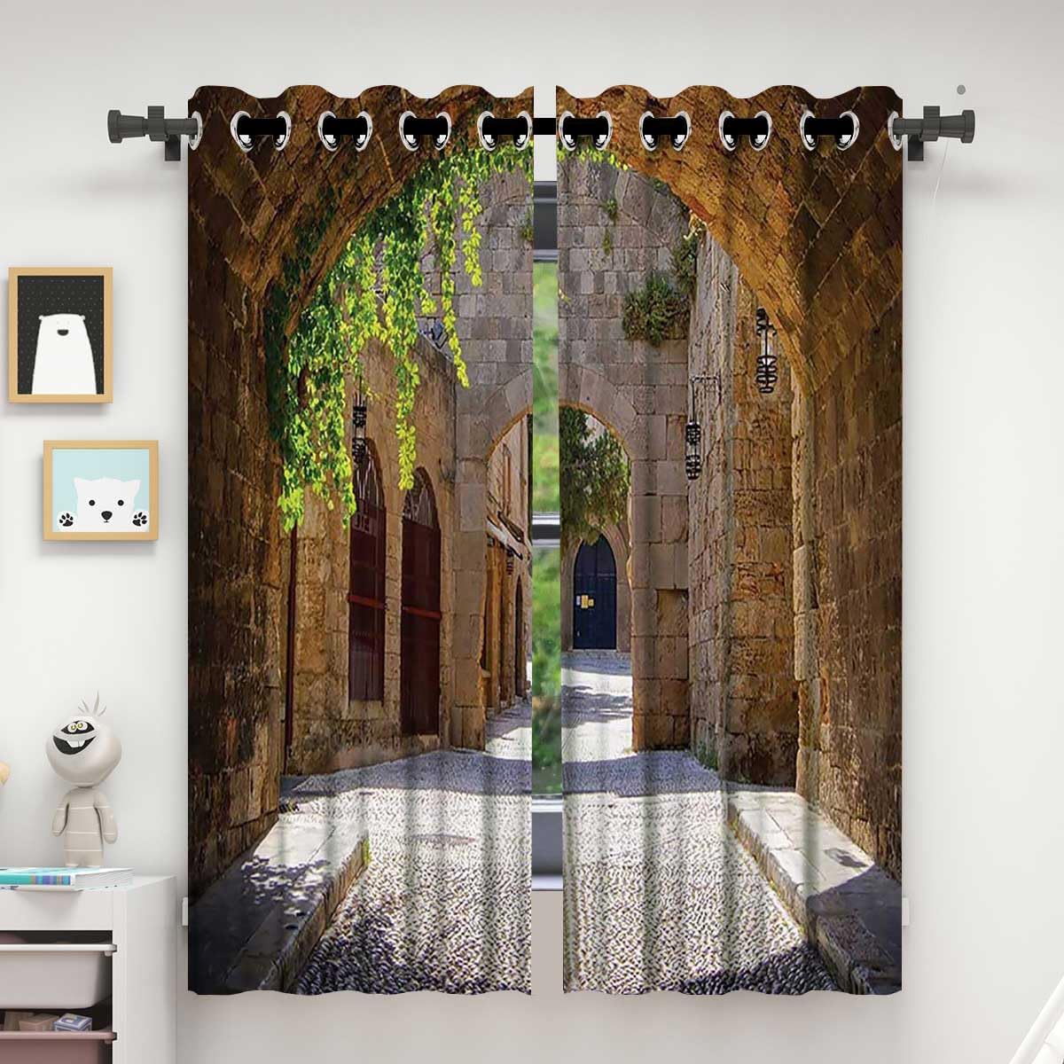 ZYMECH Tuscan Decor 2 Panel Curtains 55x72in Blackout