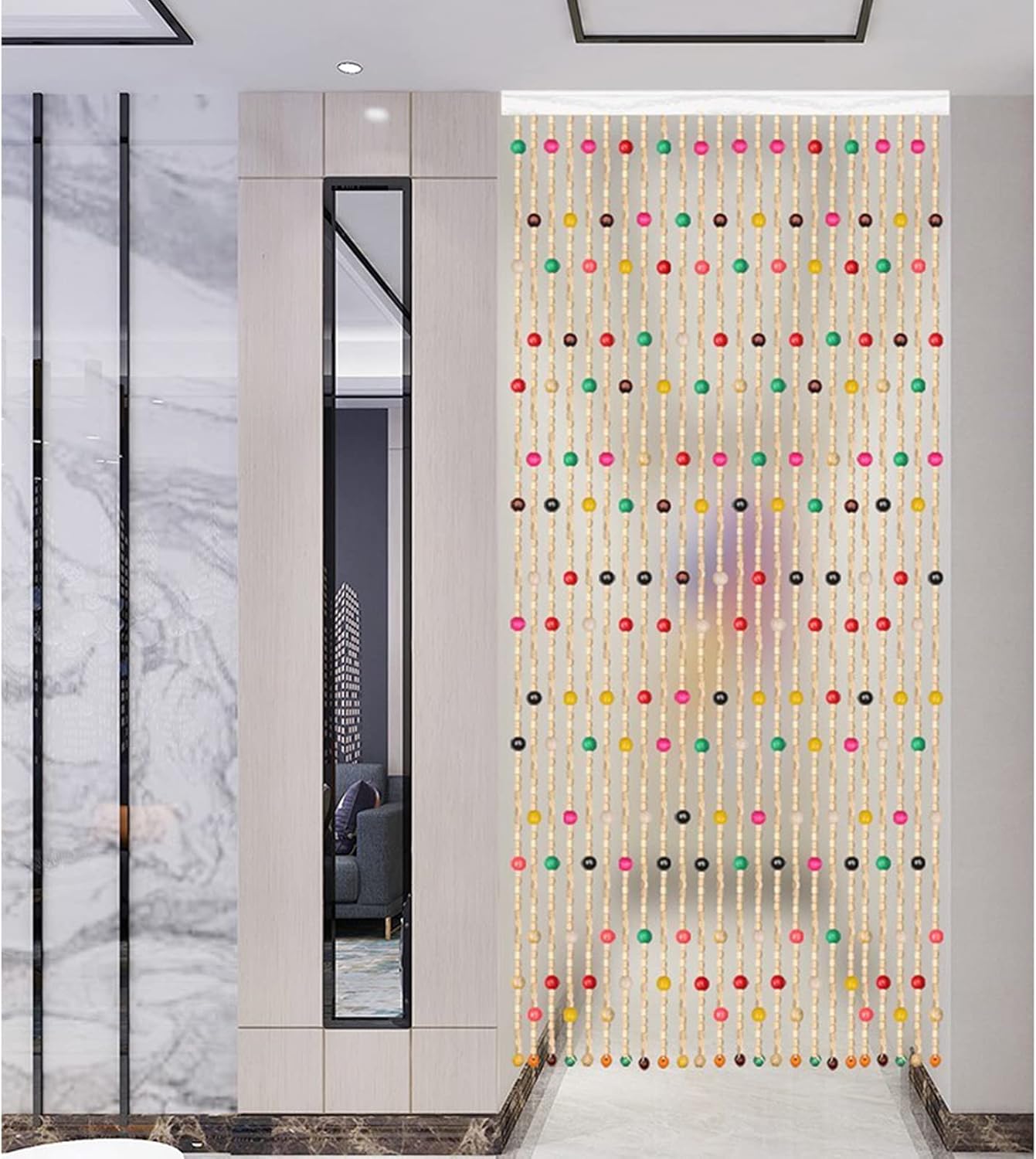 Wooden Beaded Curtain - Stylish Room Divider for Doors and Hallways