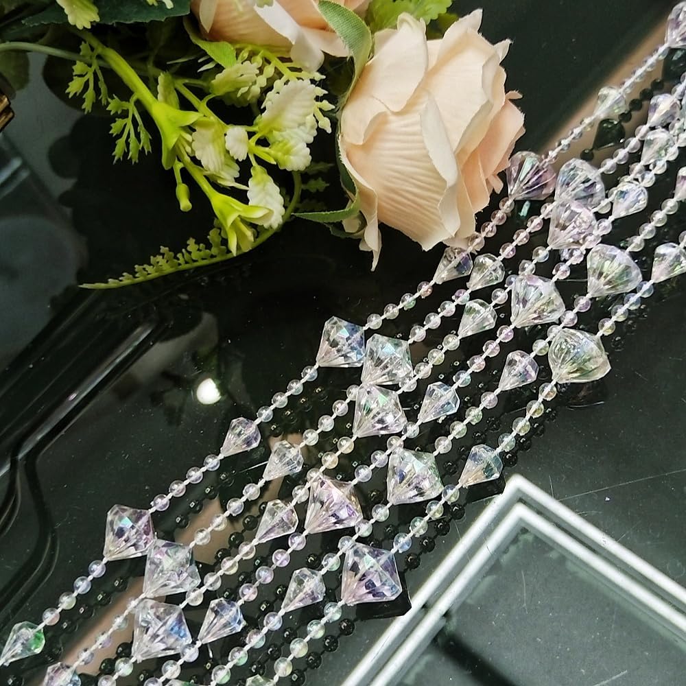 Shiny Transparent Beaded Curtain for Doorway and Room Divider