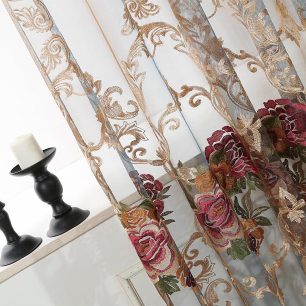 Pureaqu Rod Pocket Sheer Curtain Panel 52x63 Inch