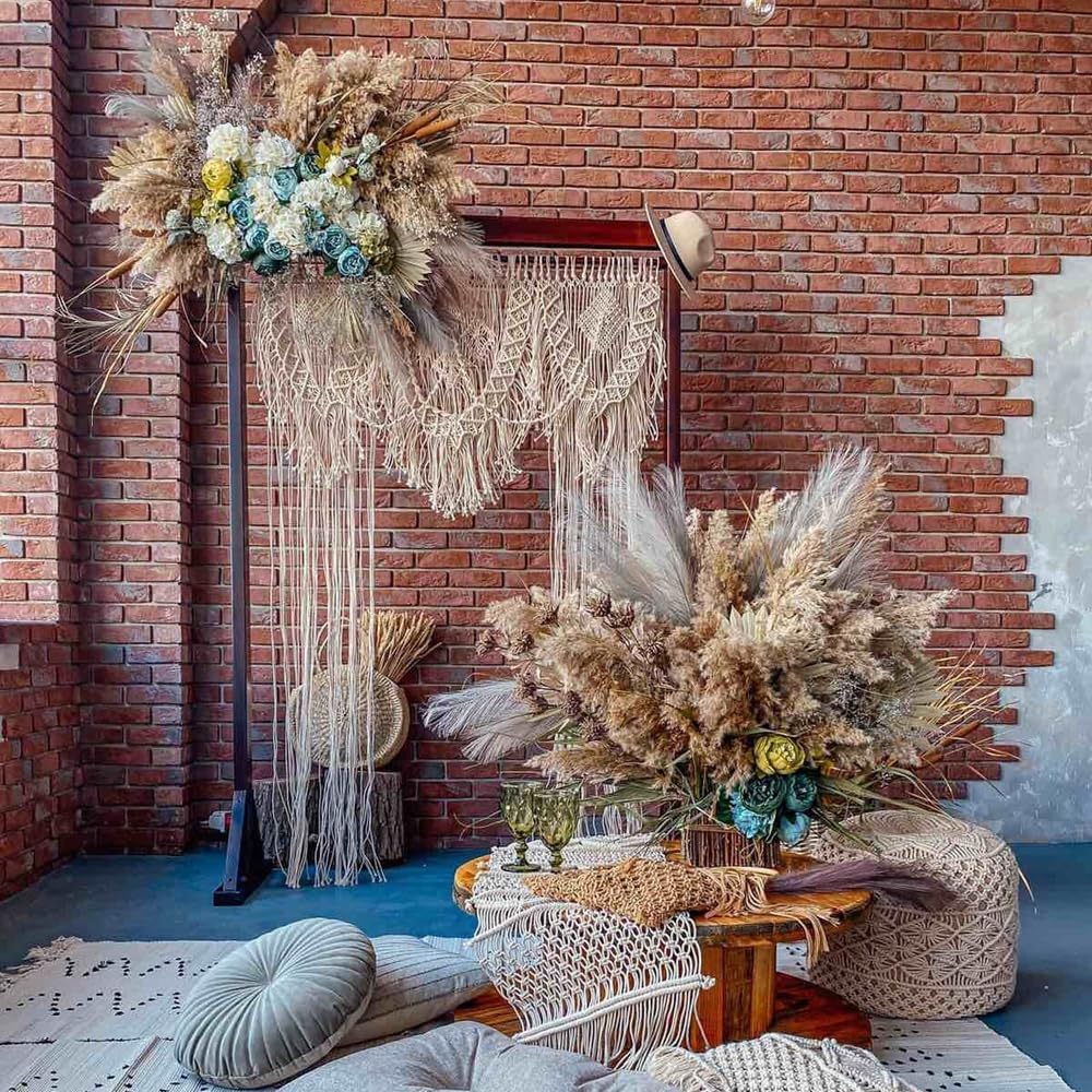 Boho Wedding Arch Macrame Curtain Decor 708W866L