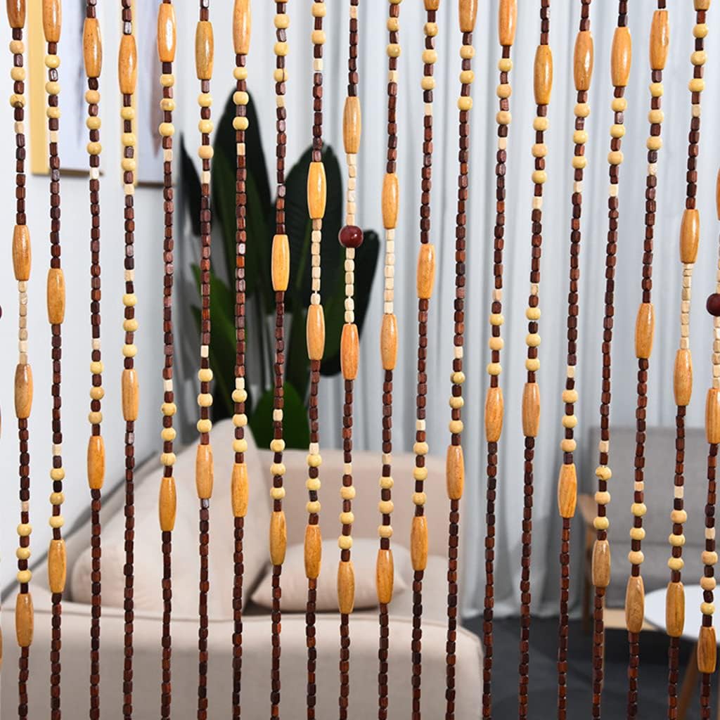 QPZK 31 Strand Wood Beaded Door Curtain 90x175cm