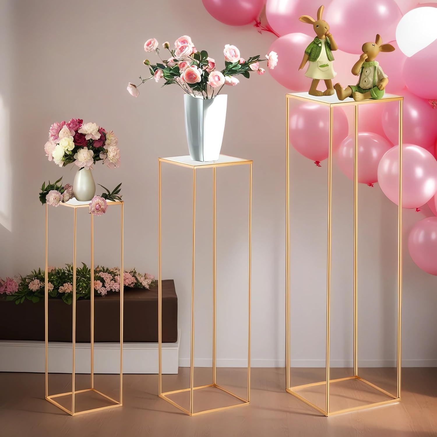 Kapaga 3pcs Gold Metal Plant Stand Display