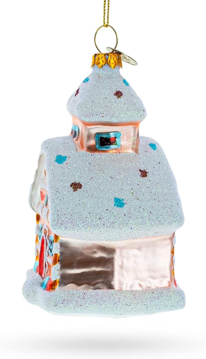 Candy-Coated Gingerbread House Glass Christmas Ornament