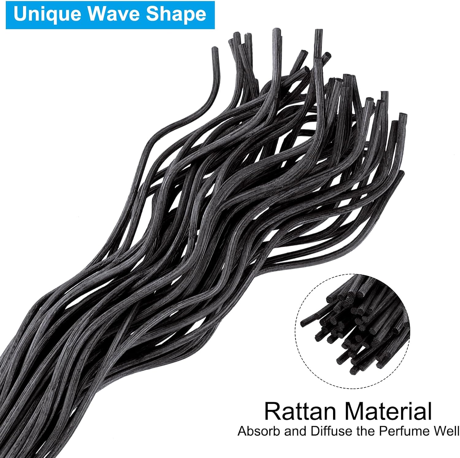 PATIKIL 28CM Rattan Diffuser Sticks 50 Pcs Black