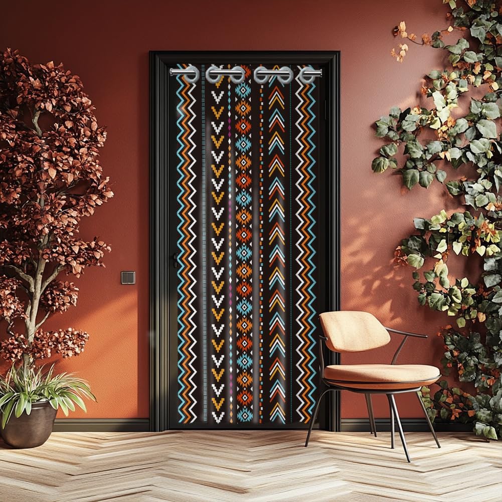 CHGCRAFT Bohemian Geometric Door Curtain 39x79inch